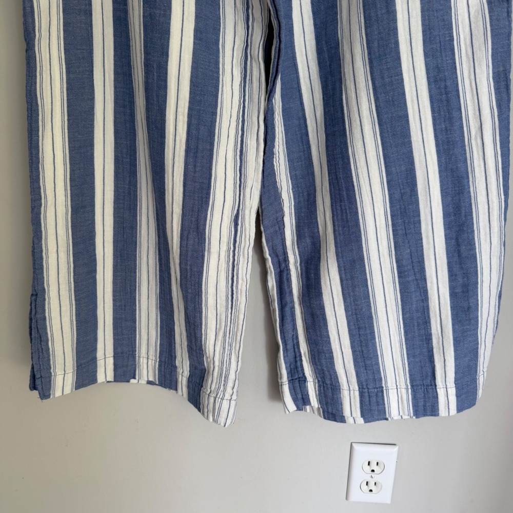 NEW Old Navy 100% Cotten Wide Leg Pants Blue White Stripe Pull-On SZ Large NWT - Picture 5 of 14